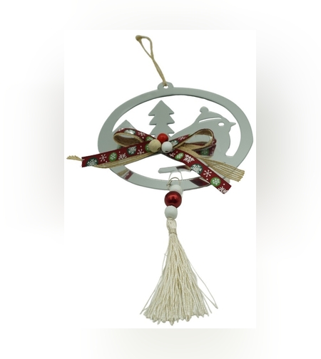 Ornament brad, Flippy, Pasare, Argintiu, Lucios, 14*26CM, Acril, Interior/ Exterior