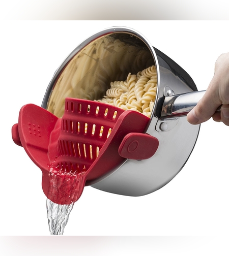 Strecurator Filtru pentru Vase, Flippy, din Silicon Rezistent la Temperaturi Inalte, Universal, Paste, Legume, Fructe, 23x12.5x6.7 cm Rosu
