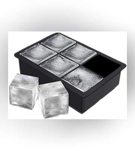 Forma pentru Gheata, Flippy, 6 Forme Patrate cu Capac, din Silicon, 17 x 12 x 6 cm, Negru