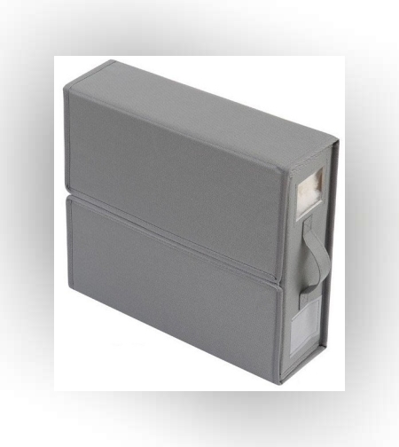 Cutie Depozitare Lenjerii de Pat, Flippy, Pliabila, Capacitate 18l, 38x33x12 cm, din Panza Oxford cu PP Incorporat, Fereastra Vizibila, Gri