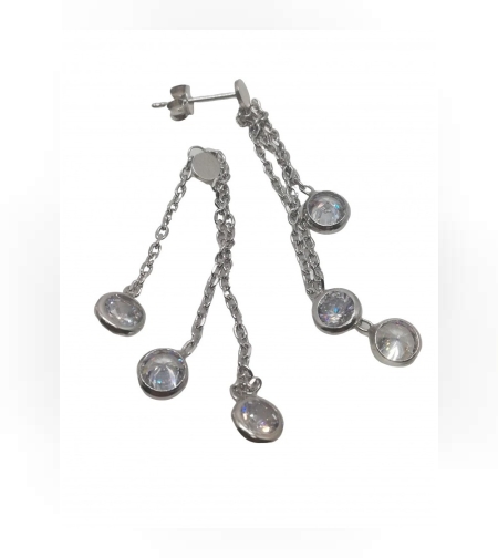 Cercei Argint 925 Lungi Asimetrici cu Pietre