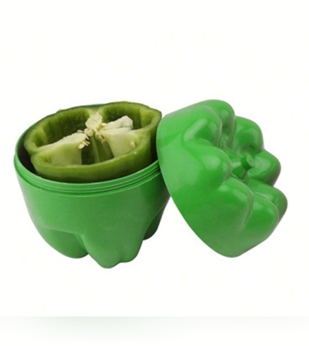 Cutie Alimentara, Flippy, Model Ardei, din Plastic, 9.8 x 9.8 x 10.7 cm, 350 ml, Verde