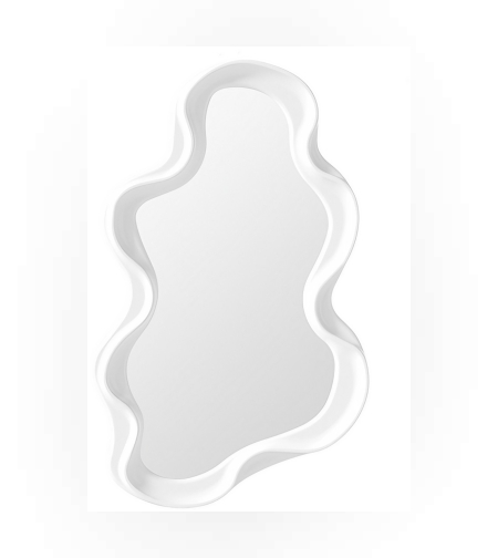 Oglinda de Perete, Flippy, Decorativa, pentru Baie, Dormitor, Sufragerie, Model Minimalist in Forma de Nor, 41x26 cm, Alb