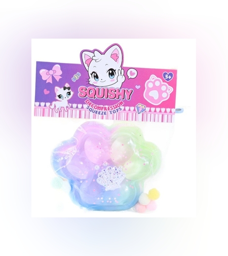 Jucarie Antistres Squishy, Flippy, Labuta de Pisica Squeeze Toys, cu Revenire Lenta, 7.5 cm, Model 270531, Multicolor