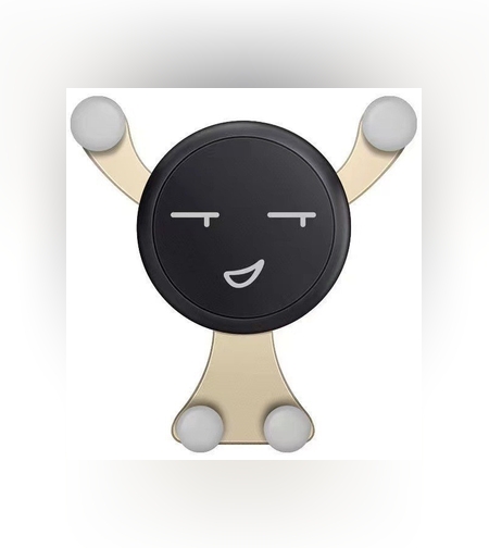 Suport de Telefon, Flippy, pentru Ventilatie, din ABS si Silicon, 11 x 10 x 4 cm, pentru Telefon 4.0 - 6.0 inch, Model Smiley Face, Auriu