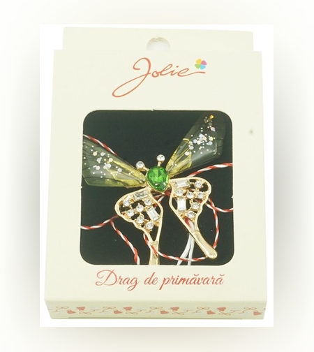 Brosa Multicolora Jolie model Fluture Cristale Verzi