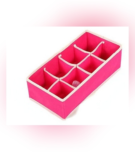 Cutie De Depozitare, Flippy, Pentru Lenjerie, Sosete Si Sutiene, Material Textil, 8 Compartimente, 32 x 16 x 10 cm, Culoare Roz