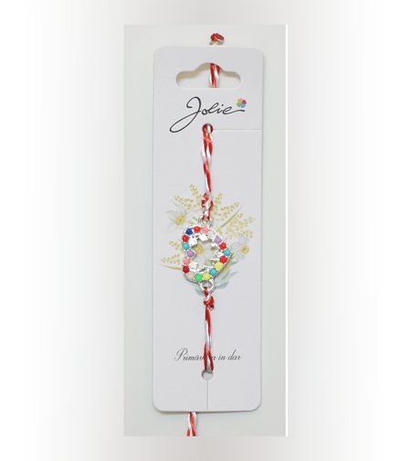 Bratara cu Snur Alb- Rosu Inima Pietre