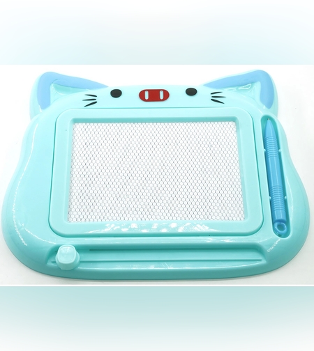 Tablita Magnetica de Scris si Desenat, Flippy, Model Pisica, cu Creion, Dimensiuni 23.2x18.5 cm, Suprafata Desen 14.6x10.4 cm, Dezvolta Imaginatia si Creativitatea, Incurajeaza Exersarea Scrisului, Albastru