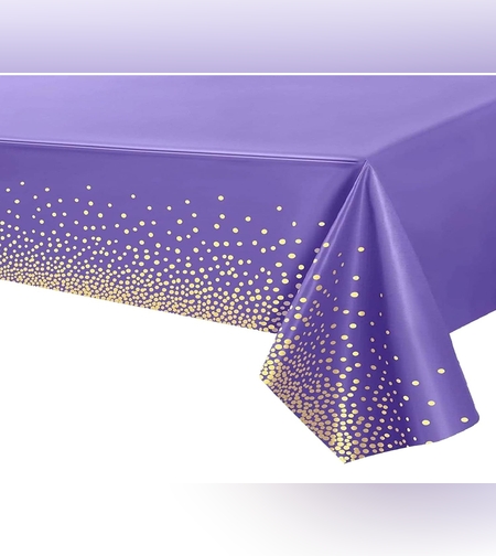 Fata de Masa, Flippy, din PEVA, Imprimeu Buline Aurii, 137 x 274 cm, Impermeabila, Fara Pete, Curatare Rapida, Mov