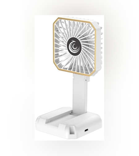 Ventilator Portabil, Flippy, de Gat, de Birou, Suport Telefon, 14 x 7 cm, Incarcare USB, din ABS, 3 Viteze, Alb