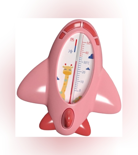 Termometru pentru Baie, Flippy, Plutitor, Rezistent la apa, Multifunctional, Model Avion, 11x10x4 cm, Roz