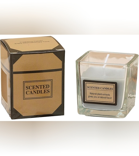 Lumanare Parfumata, Flippy, Model Pahar Transparent, cu Ulei Esential, 4.8 x 5.4 x 5.5 cm, Aroma de Chihlimbar, Gri