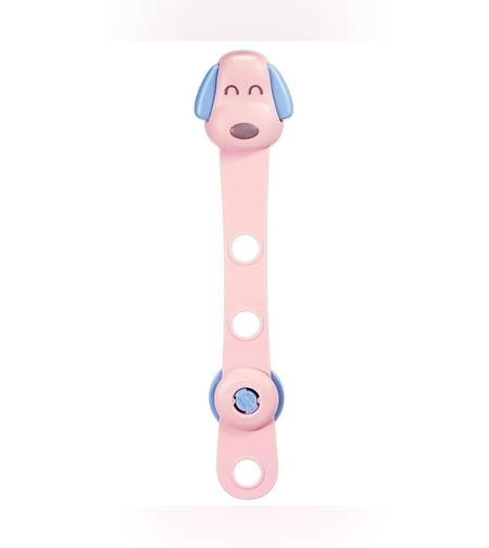 Siguranta pentru Usi Copii, Flippy, Sistem de Blocare Sertare, Dulap, Frigider, Adeziv, cu Sistem de Inchidere Dublu, Model Catelus, Roz