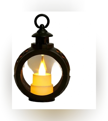 Decoratiune Craciun tip Felinare cu baterii, 13.5 x 9 cm,Lumanare cu lumina alb cald fara geam,baterii incluse,Negru