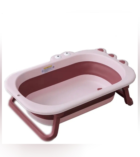 Cada Pliabila pentru Baie, Flippy, din PP+TPR, pentru Copii 0-6 Ani, Model Crocodil, Dop de Scurgere, 80x54x21 cm, Roz