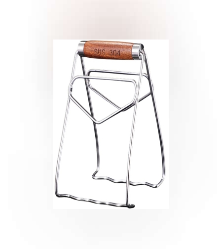 Clema pentru Boluri, Flippy, Anti-Alunecare, din Otel Inoxidabil, Extindere, pentru Oale, Tigai, de Uz Casnic, Rezistent la Temperaturi Inalte, 19.5x9.8x8 cm, Maner Maro, Gri