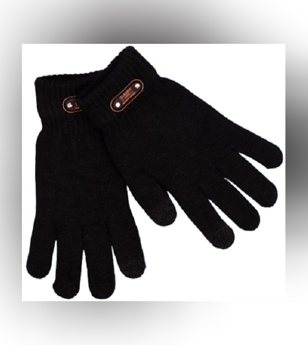 Manusi de Barbat, Flippy, Model Tricotat, Functie Touchscreen (ecran tactil), Material Acril, Manseta Elastica, Interior Catifelat, Marime Universala, Negru