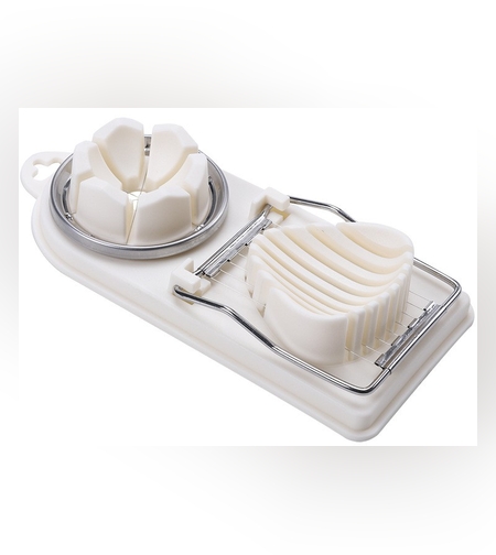 Feliator multifunctional Flippy pentru oua, mozzarela, fructe, 2 forme de feliere, agatatoare, 20 cm, Alb