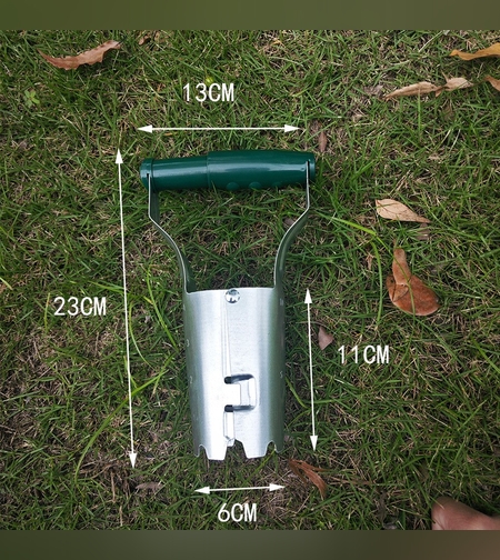 Transplantator Agricol Cilindric, Flippy, din Otel si Plastic, 6 cm Diametru, cu Maner Flexibil, 23 x 6 x 13 cm, Verde
