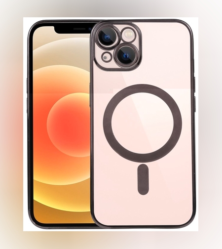 Husa MagSafe pentru Apple iPhone 11, Full Cover, Protectie camera, Margini colorate Electroplating, Magnetica, Incarcare Wireless, Flippy, Negru