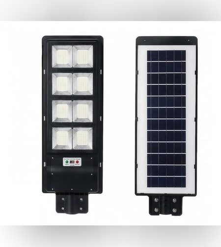 Lampa solara stradala Flippy, cu telecomanda, senzor de miscare si lumina, suport prindere, 180 LED-uri, IP65, ABS, 10AH, 200W, temperatura culoare 6500K, 59.5x23.8x6.8 cm, autonomie 10-12 ore, negru