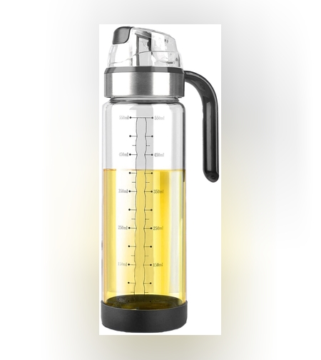 Sticla de ulei etansa cu deschidere inchidere, Flippy, Dispenser de ulei de bucatarie, Sos de soia, Otet, 500 ml, Transparent