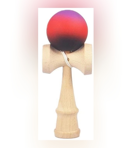 Jucarie Interactiva Kendama, Flippy, Kendama Original Super Sticky din Lemn, 18 cm, Joc de Indemanare pentru Copii si Adulti, Model Gradient Mov Rosu Negru