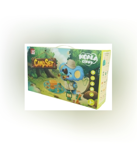 Set camping exterior/interior pentru copii, covoras, 18 ustensile de joaca, +3 ani, multicolor