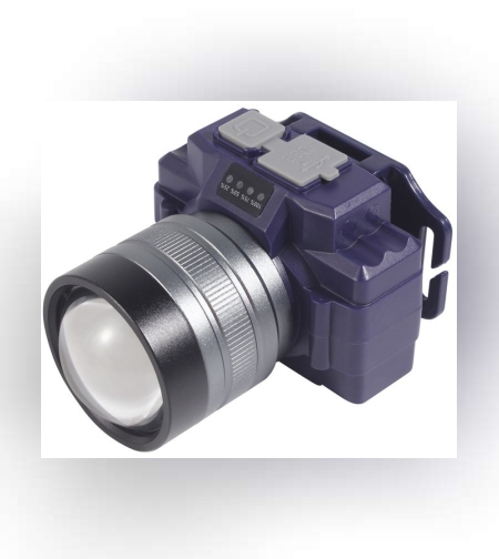 Lanterna LED de Montat pe Cap, Flippy, cu Raza Lunga de Zoom, Far Telescopic, Reglabil, Rezistent la Apa, pentru Pescuit in Aer Liber, Camping, Lumina Puternica, Lanterna, 7.5x5x7 cm, Albastru