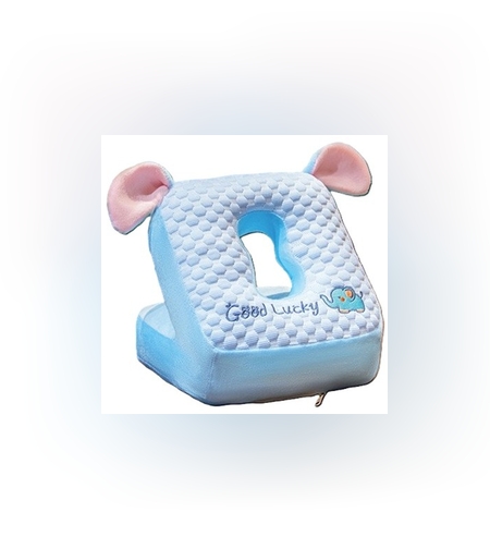 Perna din Spuma, Flippy, pentru Birou, Calatorii, Pauze, Model Elefant, Microfibra, 30x35x30 cm, Albastru