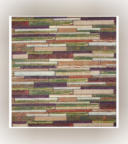 Set 10 Placi Tapet 3D, Flippy, 70 x 77 cm, Grosime 3 mm, din Polietilena, Model Caramida, Suprafata acoperita 5.3 mp, Caramida Colorata