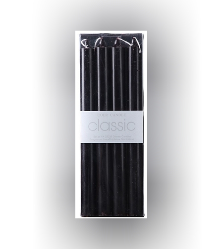 Set 4 Lumanari, Flippy, pentru Suport de Masa, Fara Miros si Fum, din Parafina, 2.2 x 25 cm, Negru