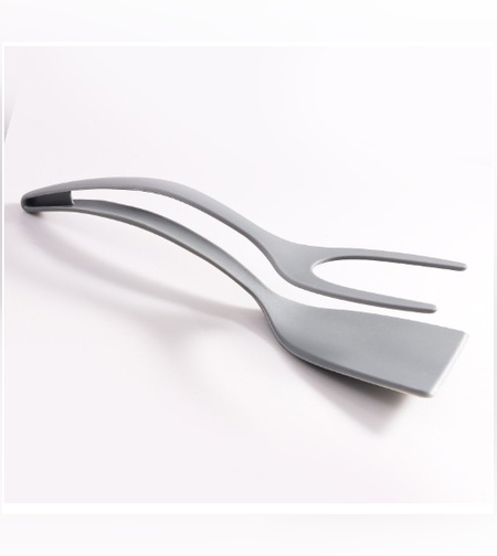 Spatula Multifunctionala tip Cleste, Flippy, Spatula Cleste pentru Gatit, Silicon PP, pentru Alimente, Carne, Paine, 31 x 8.5 cm Gri