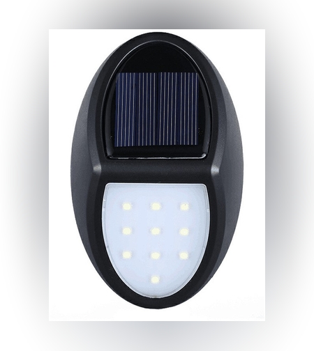 Aplica solara LED pentru perete Flippy, in forma ovala, 10 LED-uri, lumina puternica, IP65, 12 x 7.5 cm, 1.2 V, 300 mAh, autonomie 8-10 ore, alb rece