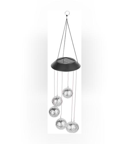 Lampa solara de tip decoratiune pentru gradina, Flippy, model clopotel de vant,  alb cald