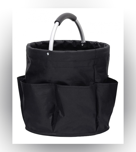 Geanta Cos pentru Scule de 17L, Flippy, Buzunare Exterioare, Cos de Picnic Portabil, Cos pentru Plaja, Cos pentru Curatenie, din Material Oxford 600 D, 28 x 28 x 28 cm, Negru