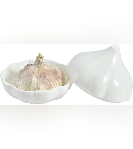 Cutie Alimentara, Flippy, Model Usturoi, din Plastic, 9 x 9 x 9 cm, 350 ml, Alb