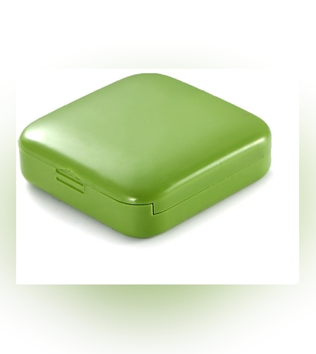 Cutie depozitare medicamente, 2 compartimente, Glisanta, Verde, Patrata, Flippy, Inchidere etans