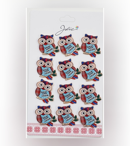 Set 12 Brose Martisor Primavara Bufnita cu Mesaj Sotia Mea Iubita