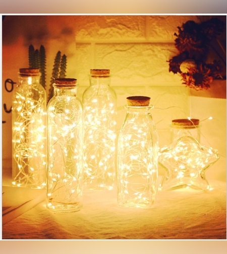 Instalatie de Craciun, Liniara, 20 m, Baterii, 200 LED-uri, Alb Cald, Fir Cupru, 2 Jocuri de Lumini, Interior/Exterior Flippy