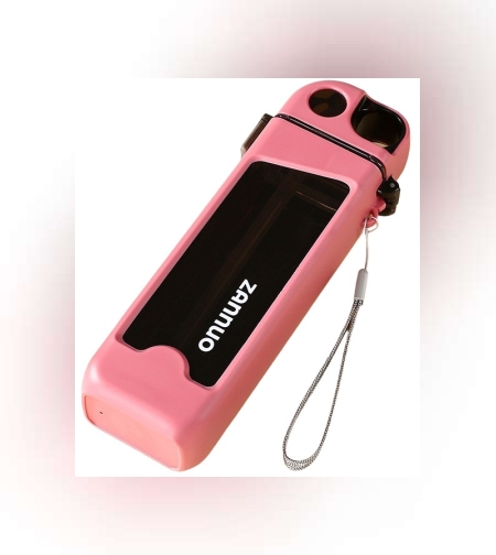 Sticla de Apa pentru Sport, Flippy, 350 ml, cu Pai si Capac, 23x7x4.4 cm, Buton de Blocare, din PC, Roz