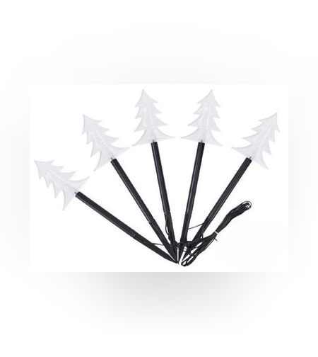 Set 5 Lampi LED cu baterii, de exterior Model Brad, pentru gradina, Flippy, 35.5 cm, Alb Cald