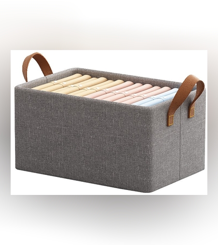 Cutie de Depozitare Tip Cos, Flippy, Material Textil, Pliabila, 47x28x20 cm, 35 l, Cadru Metalic, cu Manere, Maro