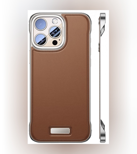 Husa pentru iPhone 15 Pro, husa de protectie pentru telefon, Flippy, Design Modern fara margini, din Piele PU, Subtire, Maro