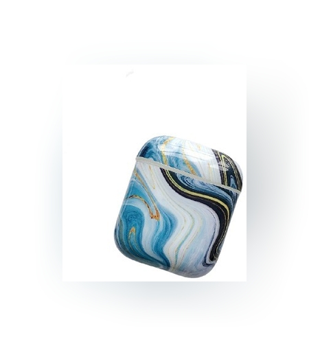 Husa AirPods cu Inel Prindere Marble Albastru