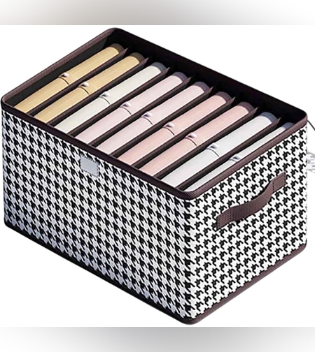 Cutie De Depozitare, Flippy, Pentru Haine, Lenjerie, Sosete Si Sutiene, Material Textil, 9 Compartimente, 44x30x20 cm, Culoare Alb-Negru