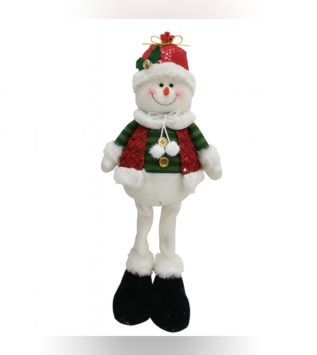 Figurina de Craciun Om de Zapada Textil, Flippy, Om de Zapada pentru Decoratiuni de Craciun, din Material Textil Moale 48 x 18 x 8 cm, Rosu Verde