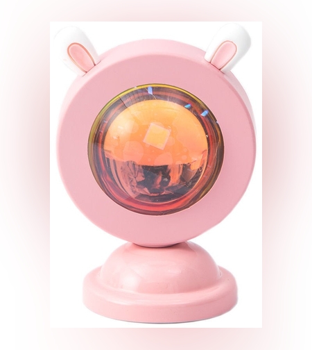 Lampa de veghe cu proiectie Multicolor RGB cu telecomanda, Flippy, lumina ambientala pentru atmosfera romantica, iepuras, Roz