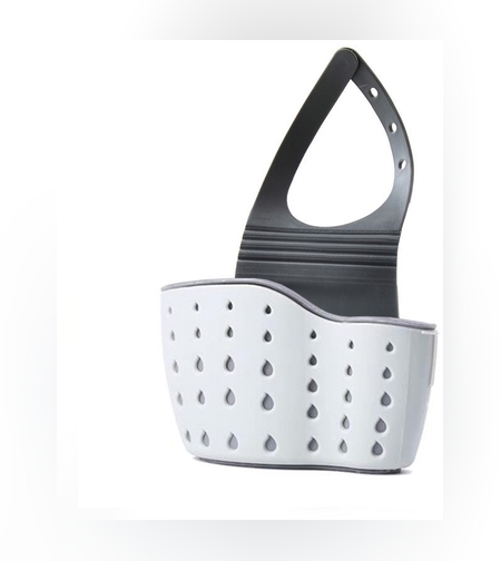 Suport Scurgere pentru Burete si Laveta de Vase Bucatarie, Flippy, Albastru, Curea Reglabila, Plastic Flexibil, 15x 5x 21cm